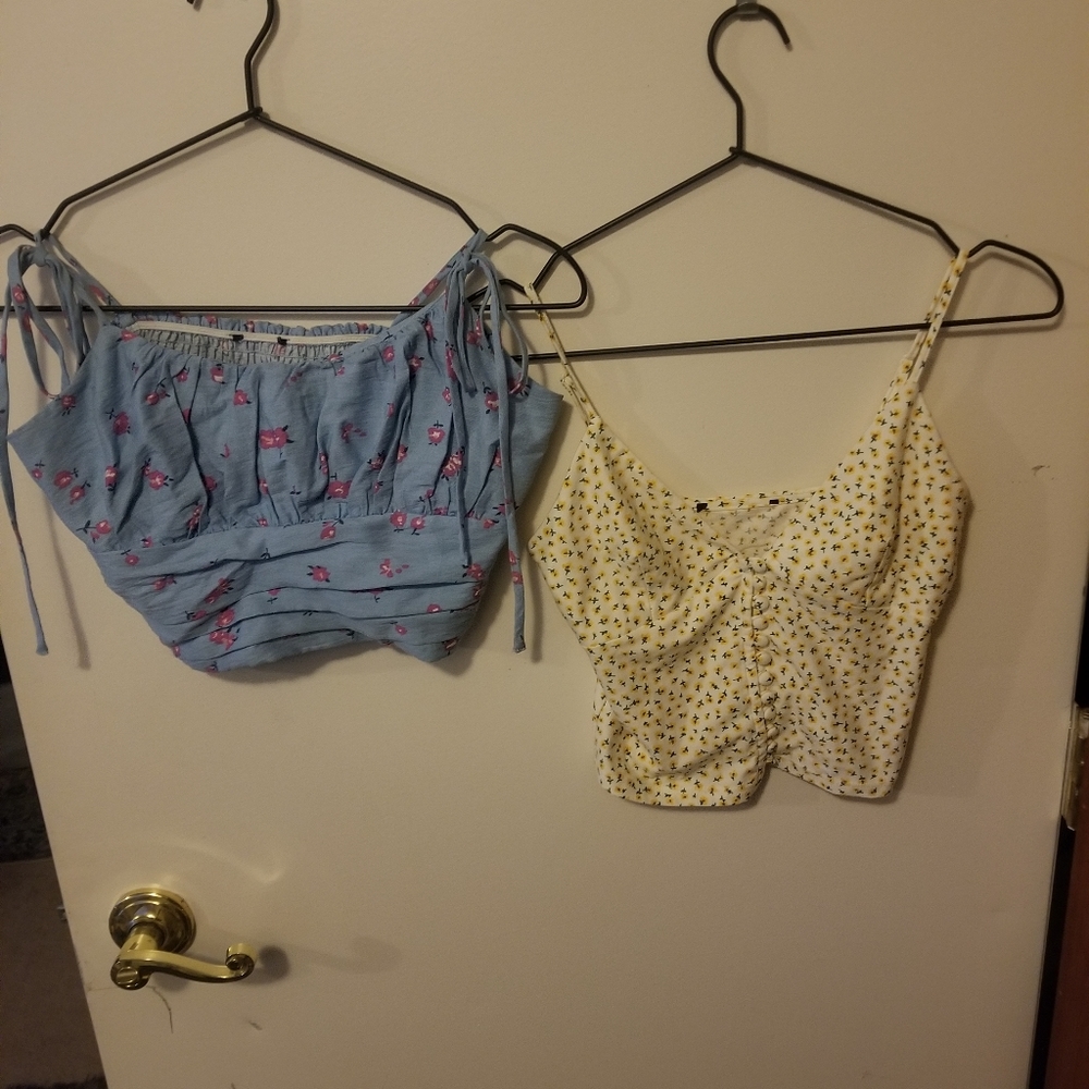 2 small crop tops w/ flowers